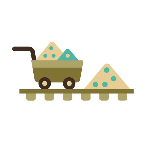 Vector illustration of Salt Mine Cart on Rails Icon