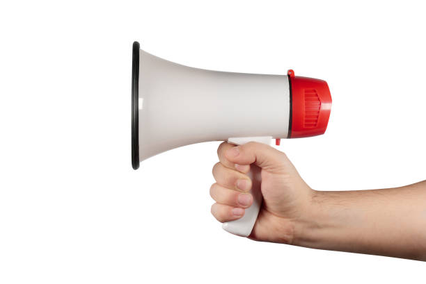 istock megaphone in hand isolated on white side view 2085850288