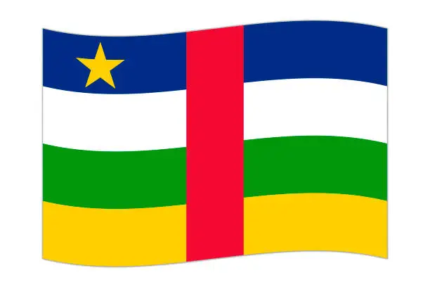 Vector illustration of Waving flag of the country Central African Republic. Vector illustration.
