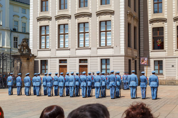 Riga, Latvia - November 18, 2024: Latvian Army soldiers at a ceremonial event on the day of the founding of the state