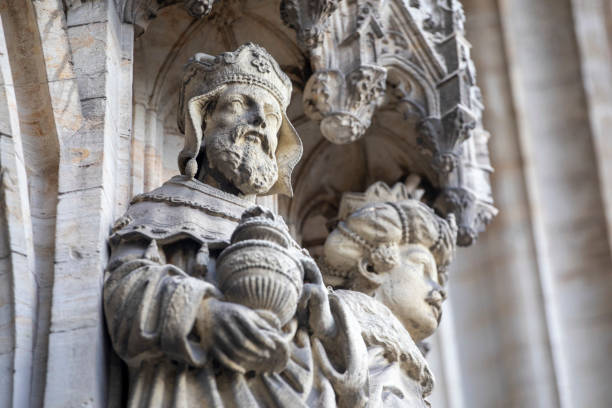 Sculptures by the central portal of St Michael and St Gudula Cathedral, Brussels