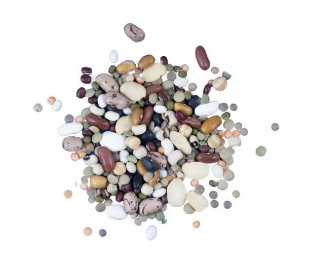 Dried Legumes mixed on a transparent background