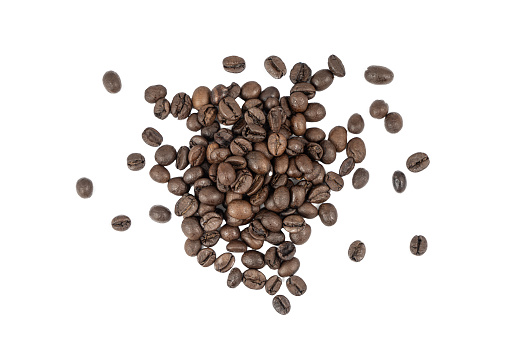 fresh roasted coffee beans on white background