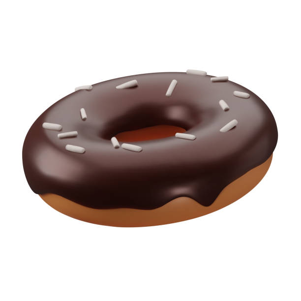 istock 3d realistic donut with chocolate glaze and sprinkles. Glossy plastic three dimentional cute food icon. Render sweet food design. Vector illustration isolated on white background 2085970542