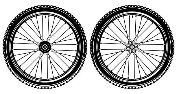 komplet kół przednich i tylnych z przerzutkami do roweru - chrome bicycle badge sign stock illustrations