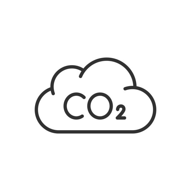 bildbanksillustrationer, clip art samt tecknat material och ikoner med cloud with co2, linear icon. carbon dioxide. wig effect. high concentration of carbon dioxide. line with editable stroke - kolatom