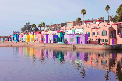 One of the tourist spots and has several colorful houses along the coast of the Famous Santa Cruz, California