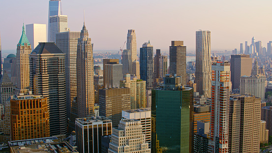 Central Park winter with skyscrapers in midtown Manhattan New York City