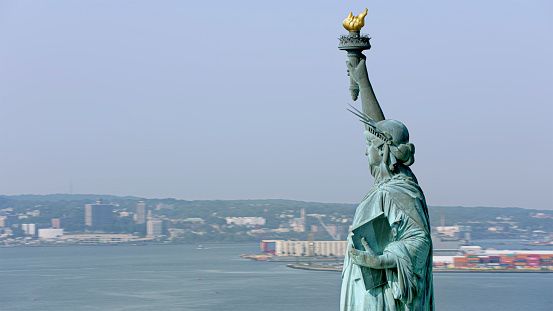 Close up of the statue of liberty, New York City, vintage process