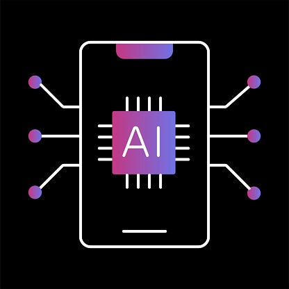AI Powered App Development Icon. Revolutionizing Applications. App Development with AI Icon. Innovating Software Solutions. Smart App Creation Icon. Harnessing the Power of AI. Editable Stroke Icon.