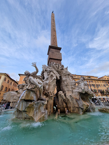 Piazza del Campidoglio - Statue of Pollux at the Cordonata stairs in Rome, Italy