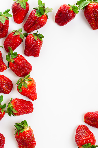 Mockup strawberries on white background. Copy space