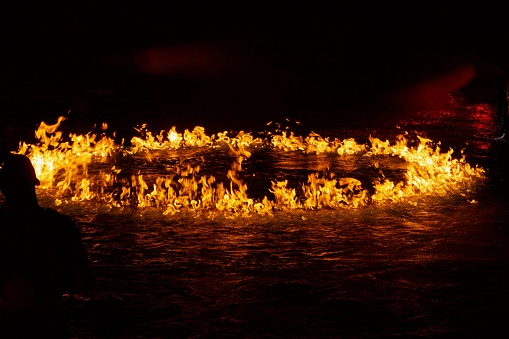 Flames on water surface