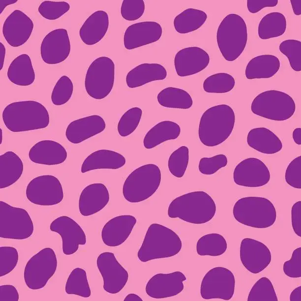 Vector illustration of seamless pattern in spots, 90s style. Trendy colors. Colorful leopard spot. for surface wrapping, fun fabric design. Vector illustration.