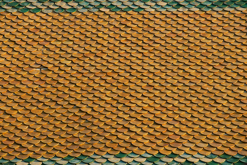 temple roof tile of thai buddhist tradition