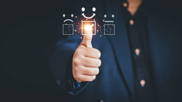 istock User give rating to service experience on online application, Customer review satisfaction feedback survey concept, Customer can evaluate quality of service leading to reputation ranking of business. 2086096903