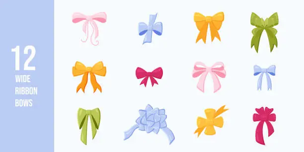 Vector illustration of Various hand drawn bow knots.