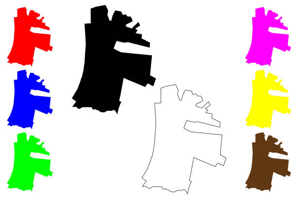 город ла-серена (республика чили) векторная иллюстрация, набросок каракулей карта города ла-серена и коммуны - coquimbo region stock illustrations