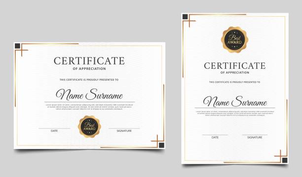 minimalistisches design von rahmenvorlagen für leistungsnachweise. auszeichnung, diplom. vektor - urkunden stock-grafiken, -clipart, -cartoons und -symbole