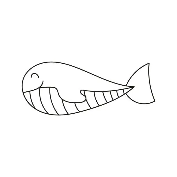 Vector illustration of Whale. Vector illustration in doodle style.