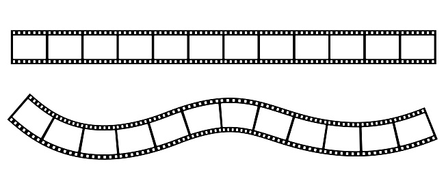 Film. Filmstrip. Vector black clipart isolated on white background.