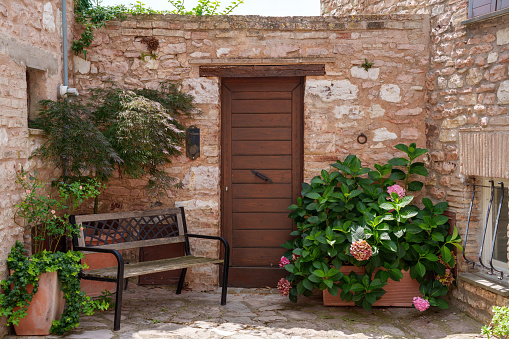 Collepino, Italy - July 26, 2023: Collepino, medieval village near Spello, in Perugia province, Umbria, Italy