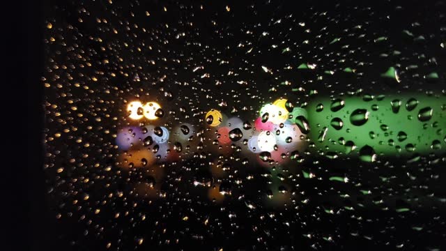 Rain & Raindrops Through a Glass Window