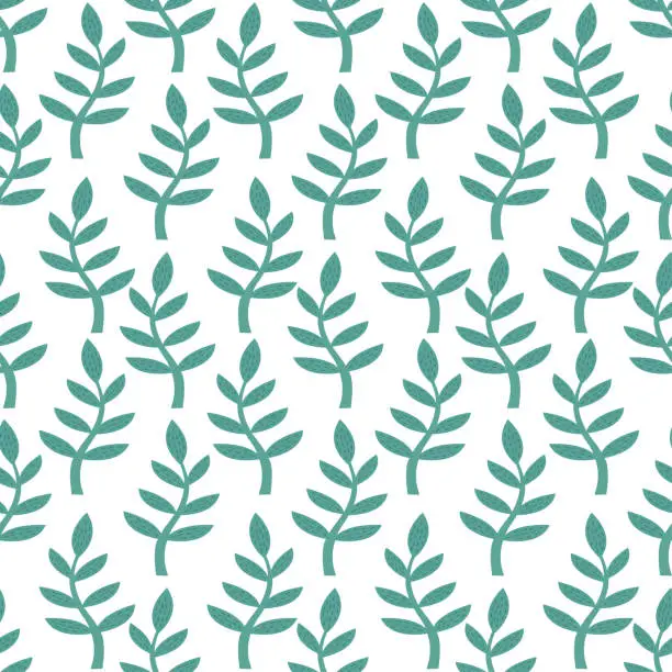 Vector illustration of A luxurious vector drawing of green leaves. Seamless pattern. Floral pattern with leaves. Vector illustration.