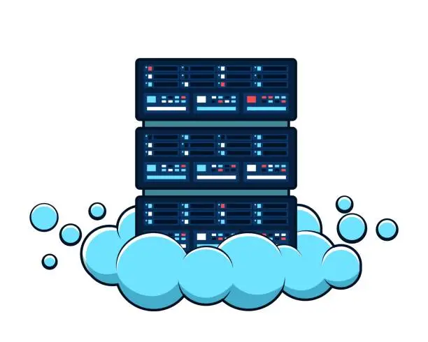 Vector illustration of Stack of Servers on Cloud