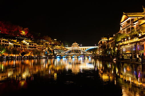 Fenghuang Ancient Town. Located in Fenghuang County. Southwest of HuNan Province, China. Fenghuang is a popular tourist destination of Asia.