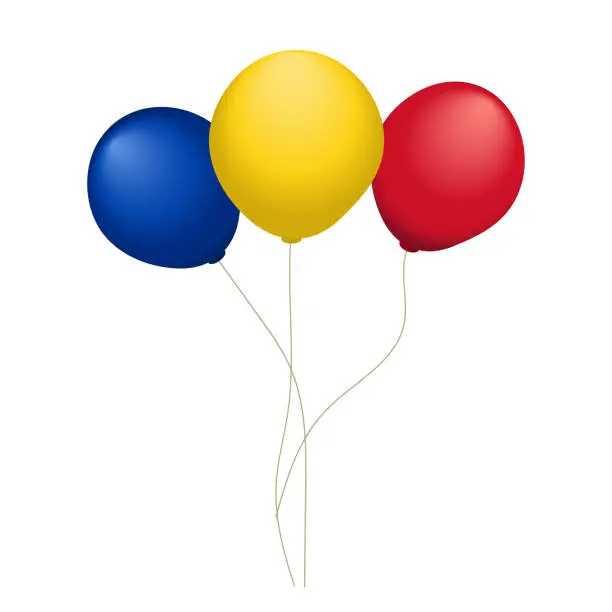 Vector illustration of Balloons in red, yellow and blue colors, vector