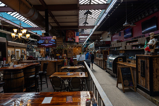 The Bronx, New York, USA – September 21th, 2023: Interior of the Arthur Avenue retail market in The Bronx New York including the workshop of La Casa Grande Cigars