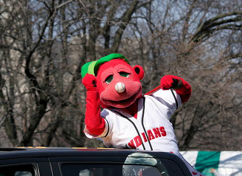 Indianapolis, IN, USA-March 17,2009:The Indianapolis Indians Baseball Team Mascot Rowdie Greets People at St Patrick Day