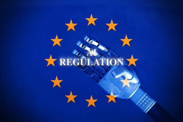 istock AI regulation symbol. Concept words AI artificial intelligence regulation robot hand . Business AI artificial intelligence regulation concept in Europe. 2086275750
