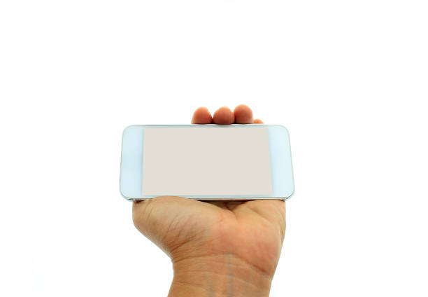 Phone in hand - to work on a smartphone with a blank screen