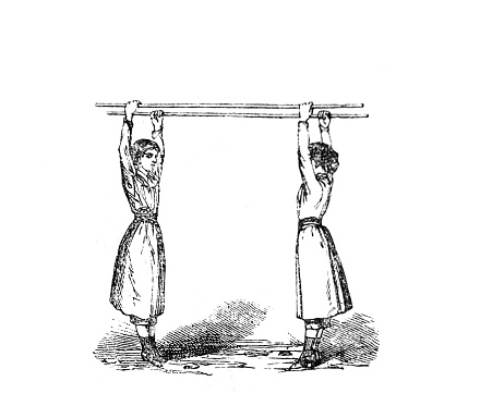 Raising and lowering hands in the old book Encyklopedya Medycyny by Orgelbrand, 1890, Warszawa