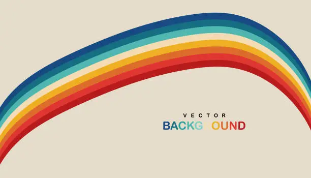 Vector illustration of Vector fluidity colors curve stripes rainbow minimalist retro cover design background