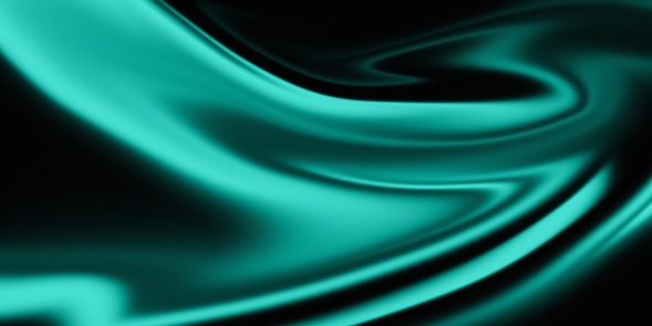 Green gradient wave background with added noise. Dark flowing emerald background imitating a flow, wave or fabric for website design, blog, web banner
