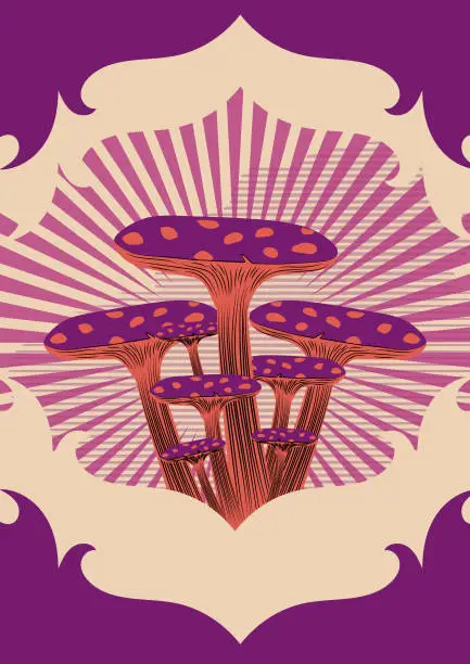 Vector illustration of Psichedelica mushrooms