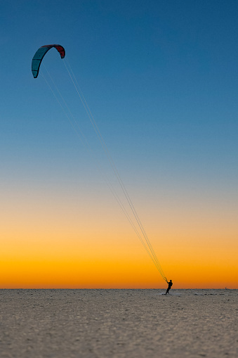 Windsurfing during sunset