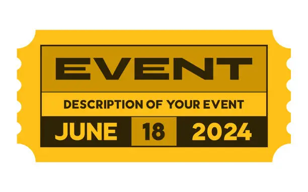 Vector illustration of Event Yellow Ticket Admission Entry Event Design