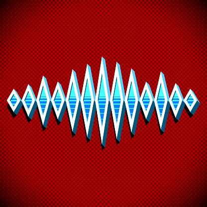 Retro card with 3D sound waveform and shadow