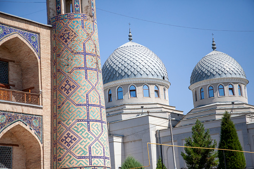 two lite blue dome in uzbekistan