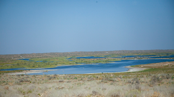 uzbek river in the hot land in uzbekistan