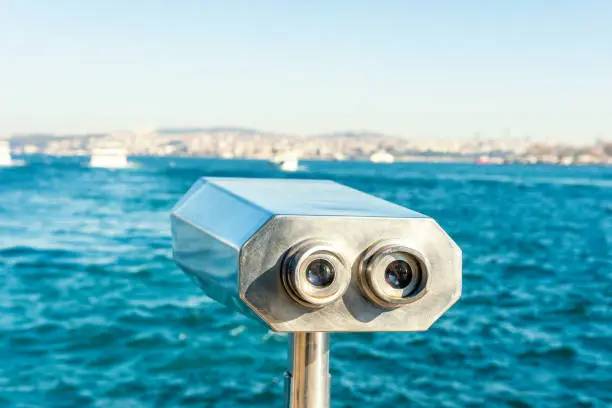 Photo of Coin operated binocular looking to the Bosphorus in Istanbul, Turkey.