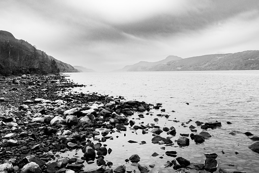 View from the shores of Loch Ness in Scotland, a place where there is said to be a monster hiding in the deep waters. Best to carry a pair of binoculars, just in case.