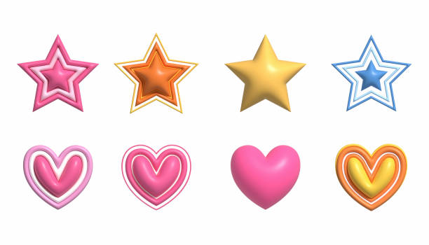 istock 3D vector colorful star and heart for element and illustration isolated on white background 2086513752