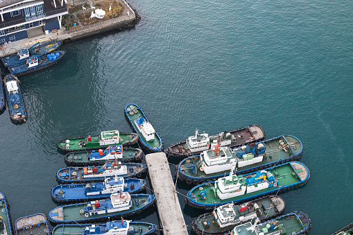 Aerial View of fishingboat parking in habor