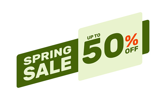 Spring sale up to 50% off. Vector advertising banner or season discount poster. Special offer label. Marketing special price deal.