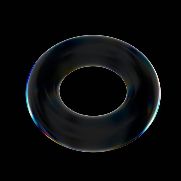 istock 3d Transparent glossy ring with dispersion effect. Rainbow colors reflection glass. 3d render illustration 2086544498